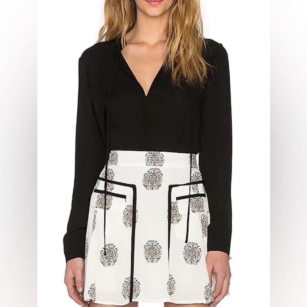 NWOT A.L.C. Danielle Long Sleeve Silk Blouse Black Tie Neck Casual Women’s 6